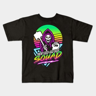 Lift Big Or Die Squad (Gym Reaper) Retro Neon Synthwave 80s 90s Kids T-Shirt